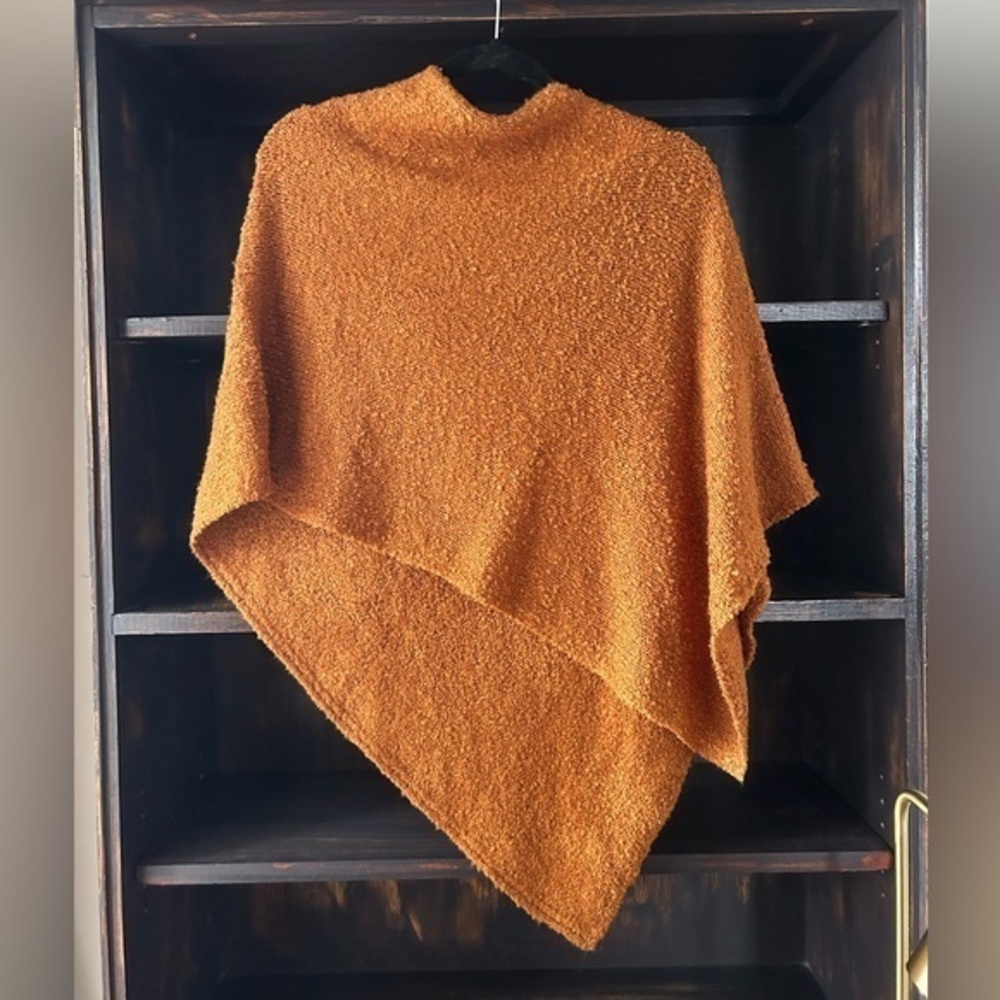 Knit Cape Sweater Rusty Orange / Shrug / Shawl / Size S/M